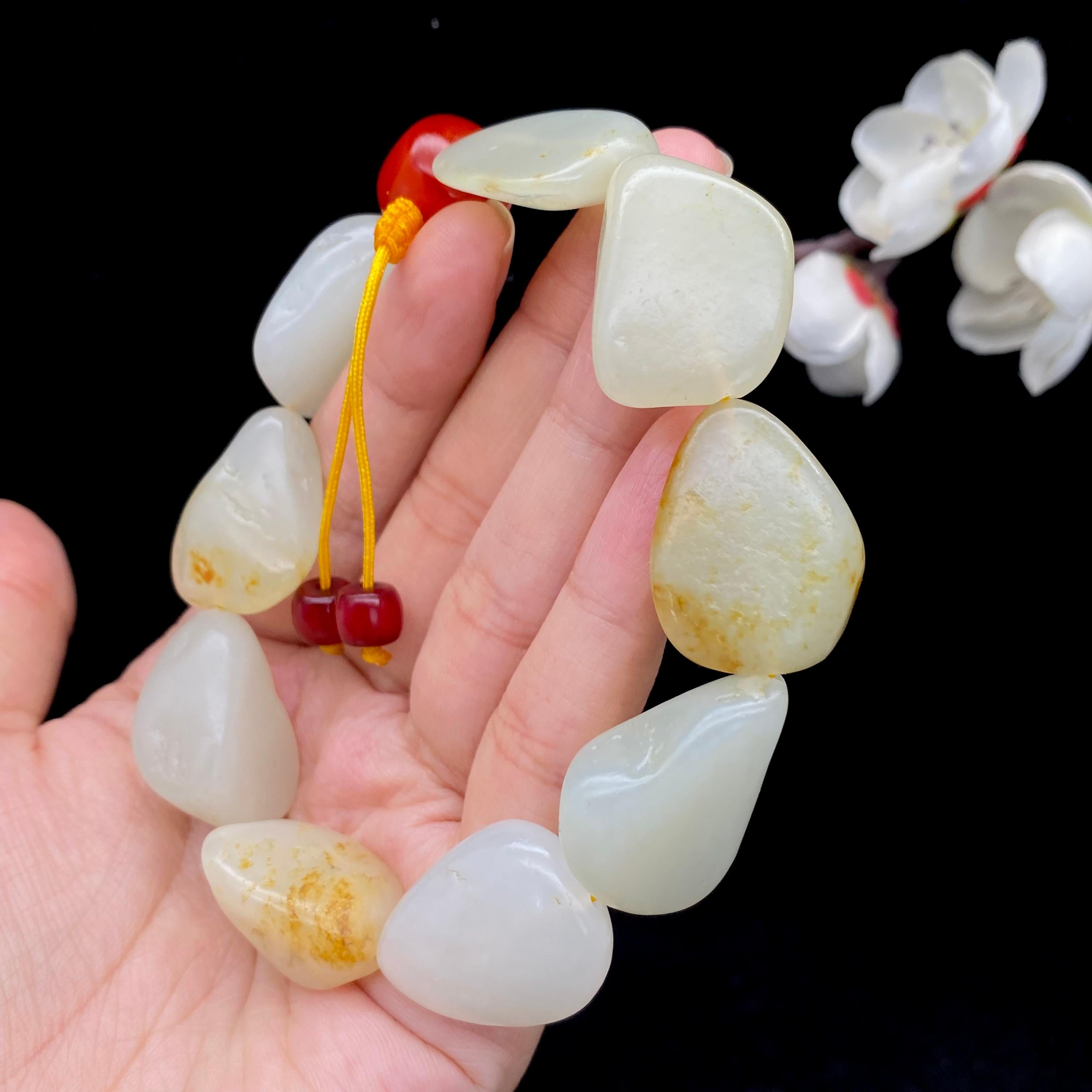 和田玉洒金皮籽料【精品手串】（73.5g）
