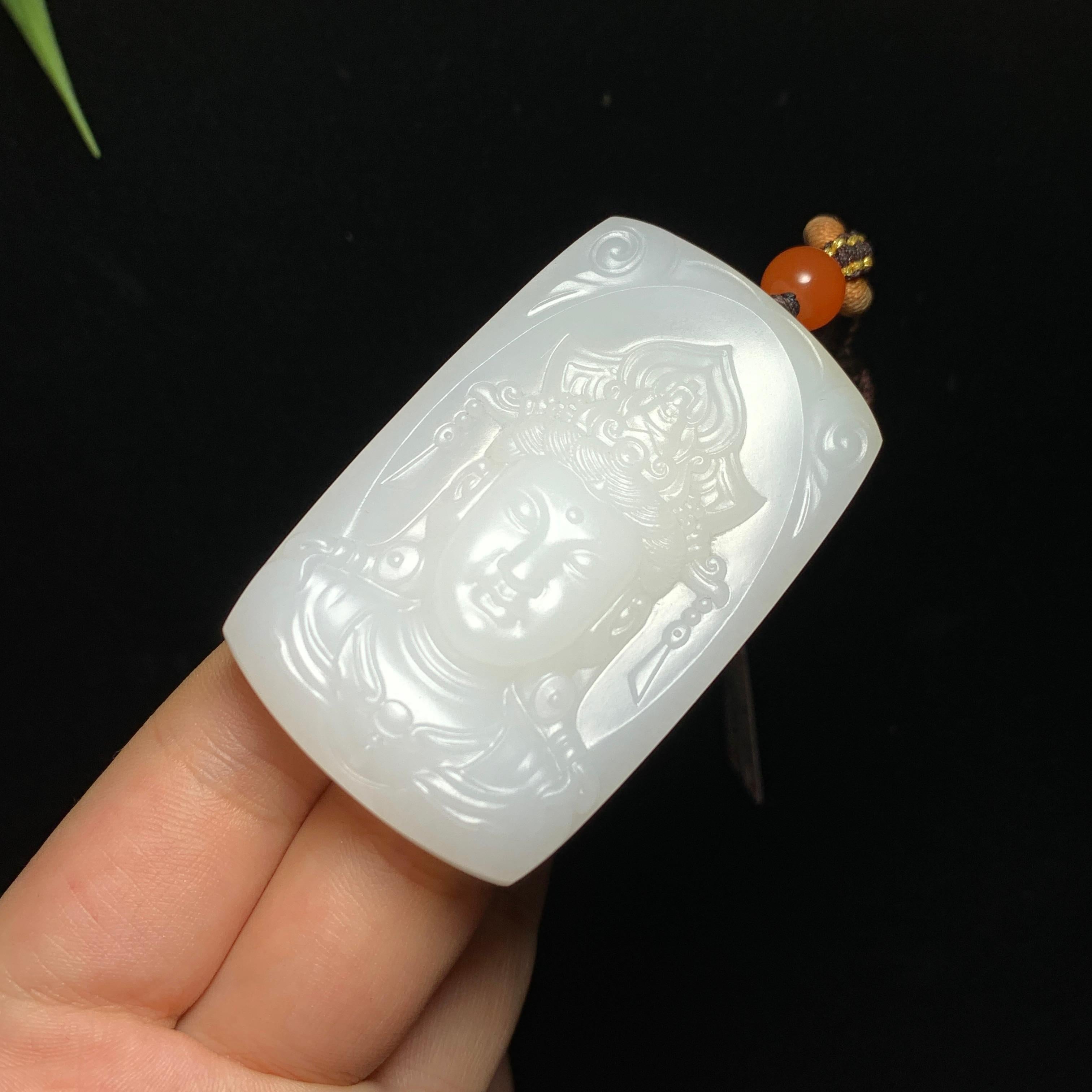 传承级和田山料羊脂白玉观音牌（57.7g）