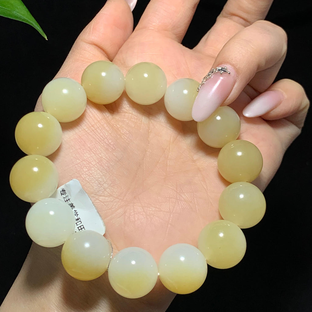 和田山料糖白玉聚宝盆手串（88.5g）