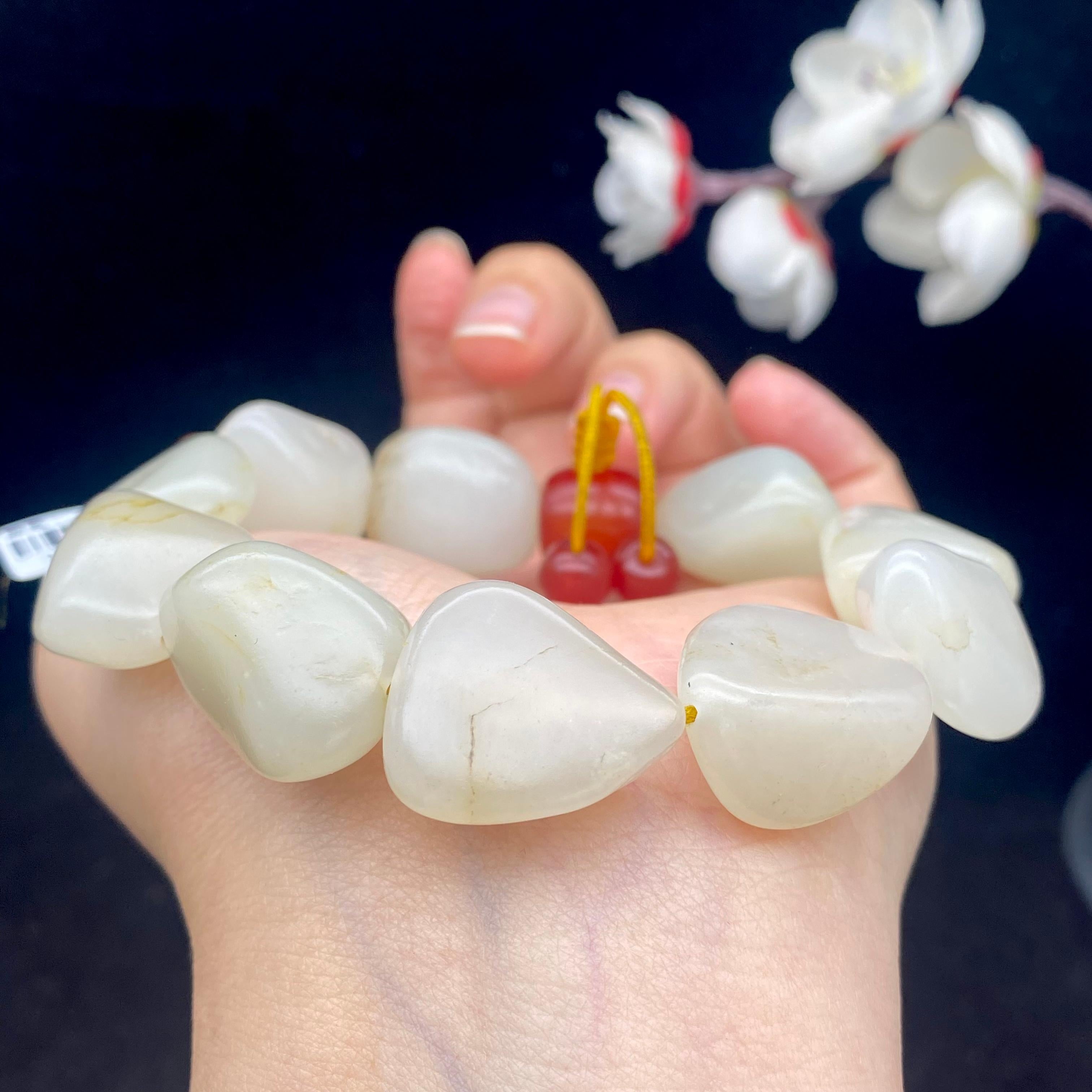 和田玉白玉籽料【精品手串】（68.3g）