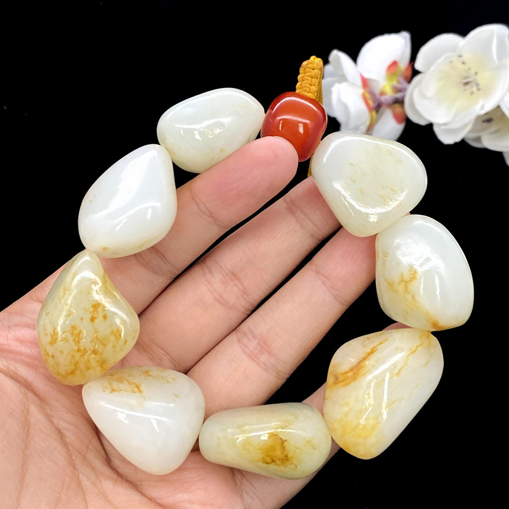 和田玉洒金皮籽料【精品男士手串】（154.2g）