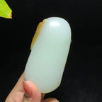 糖白玉一鸣惊人手把件（106.4g）