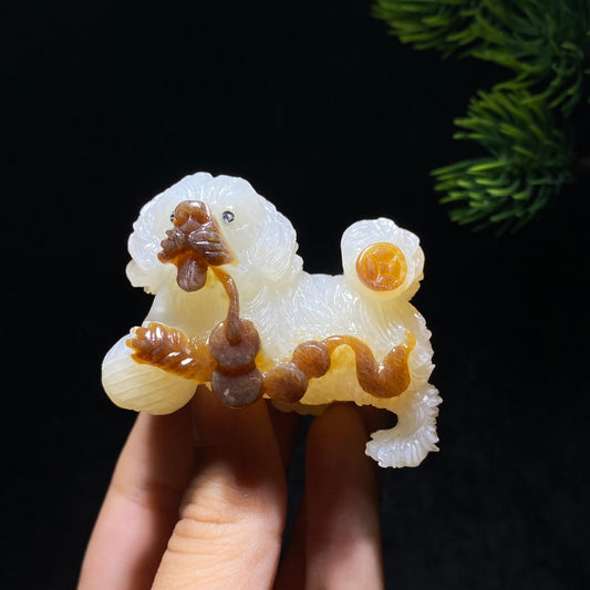 和田玉糖白玉小狗把件（62.0g）
