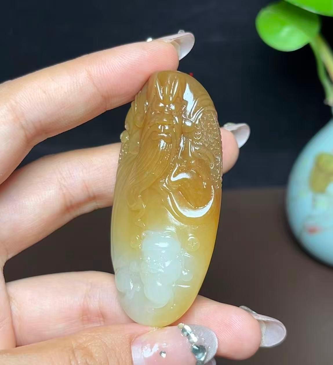 新疆和田玉糖白羊脂玉财神关公挂件（48.2g）