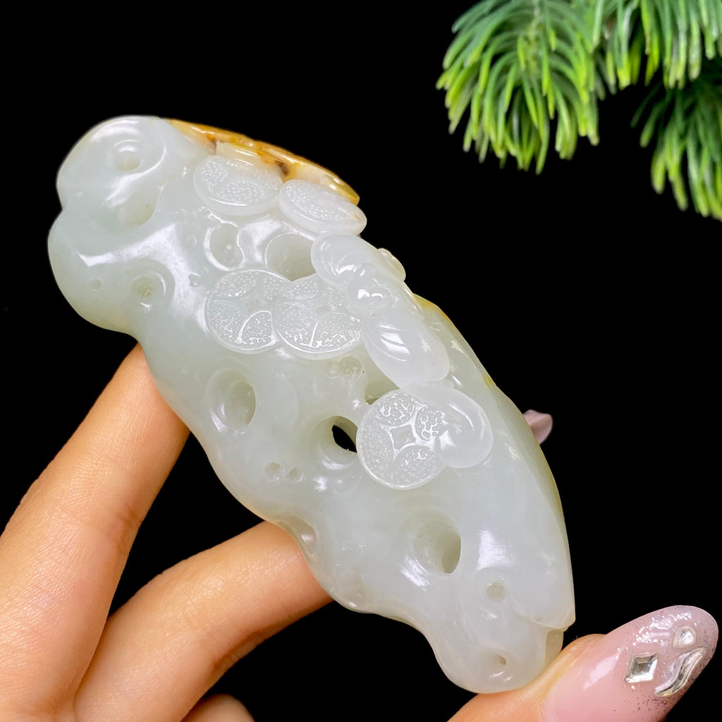 和田玉籽料福鼠运财把件（126.3g）
