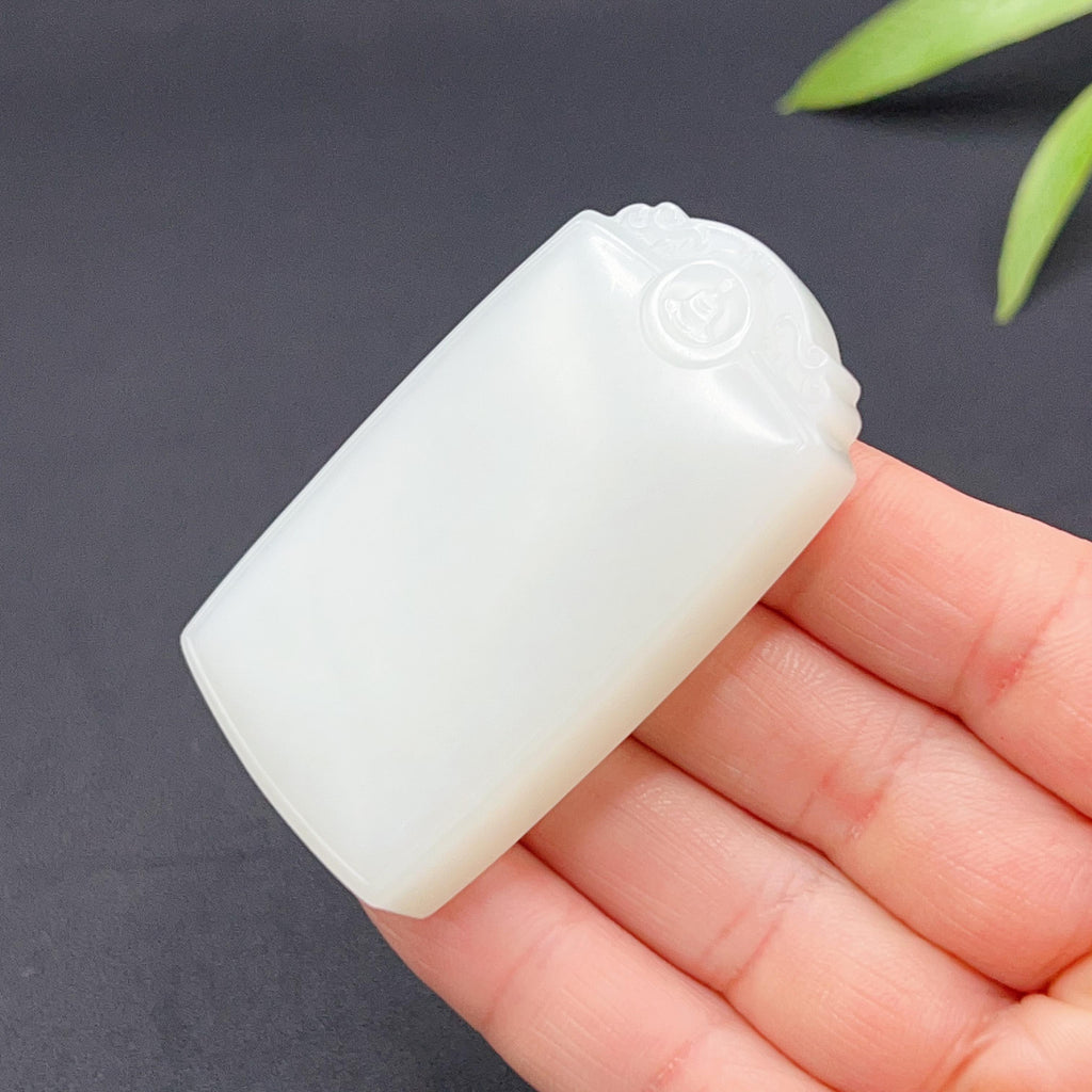 和田玉羊脂白玉平安无事牌玉牌（64.05g）
