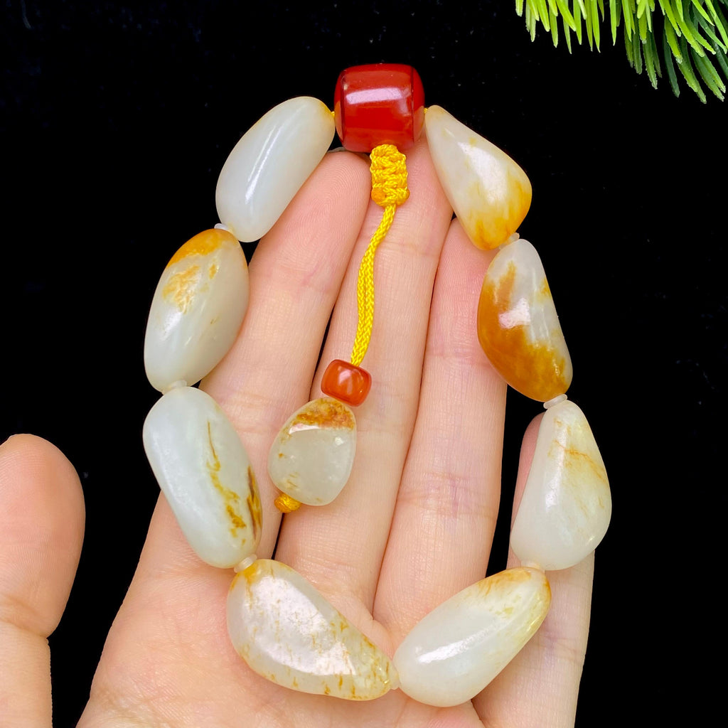 和田玉洒金皮白肉籽料手串（51.5g）