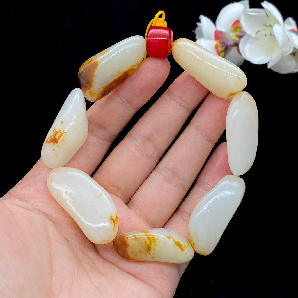 和田玉洒金皮【精品手串】（93g）