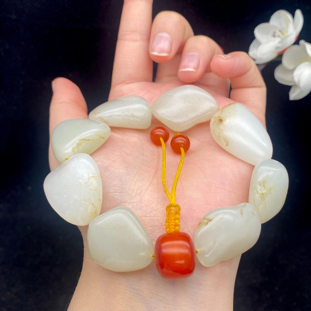 和田玉洒金皮籽料【精品手串】（88.8g）