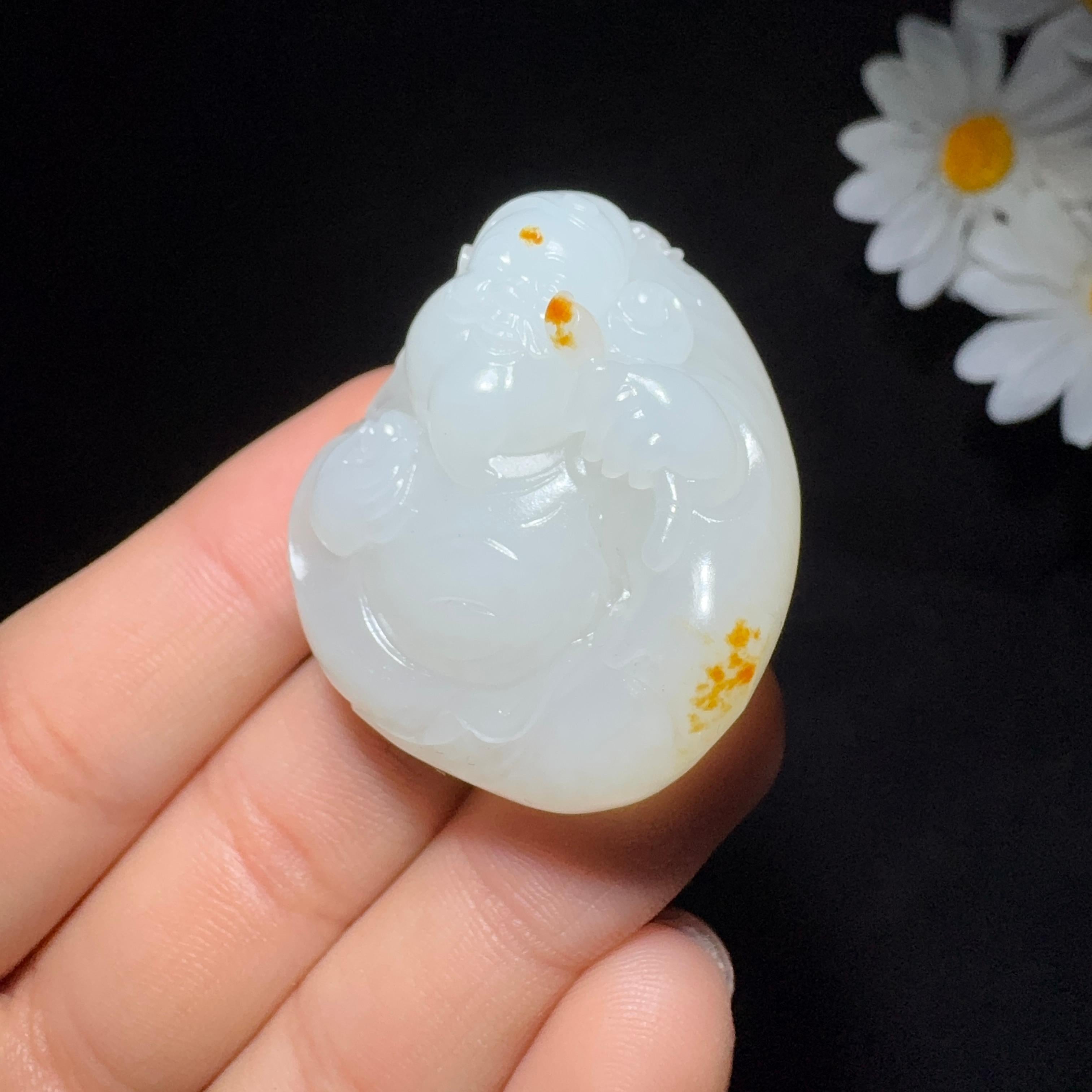 和田玉籽料羊脂财务挂件财神（35.1g）