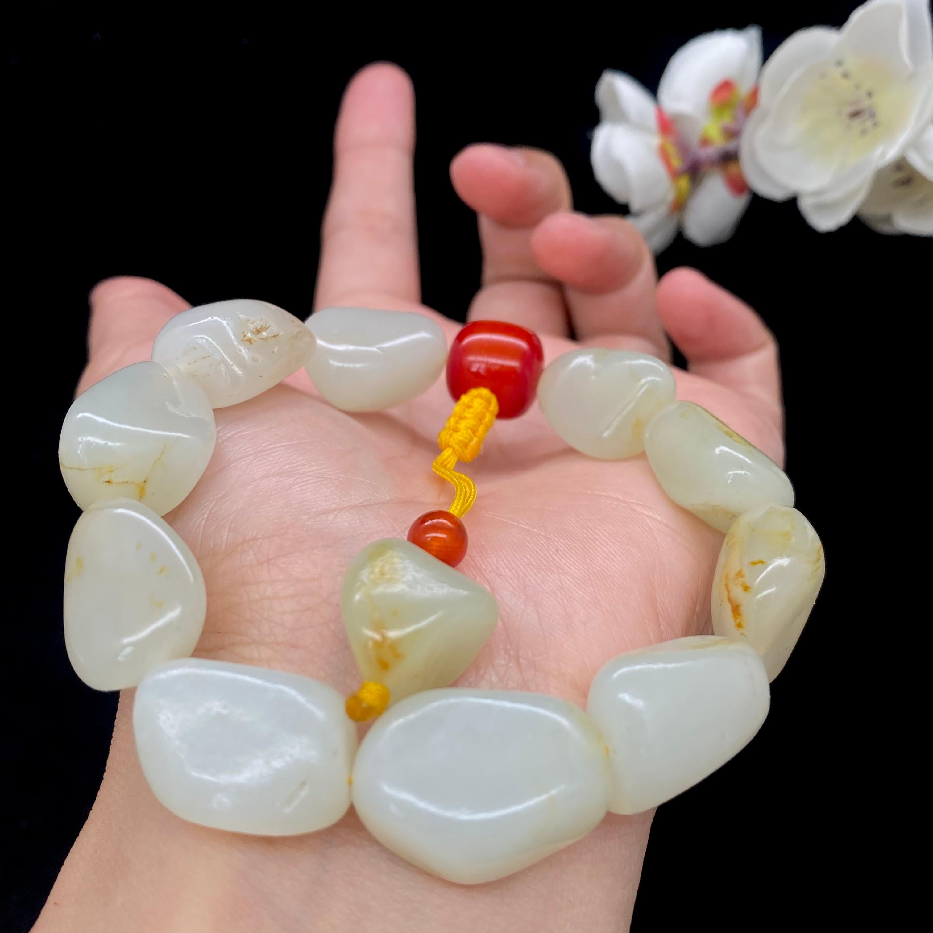 和田玉洒金皮籽料【精品手串】（57.8g）