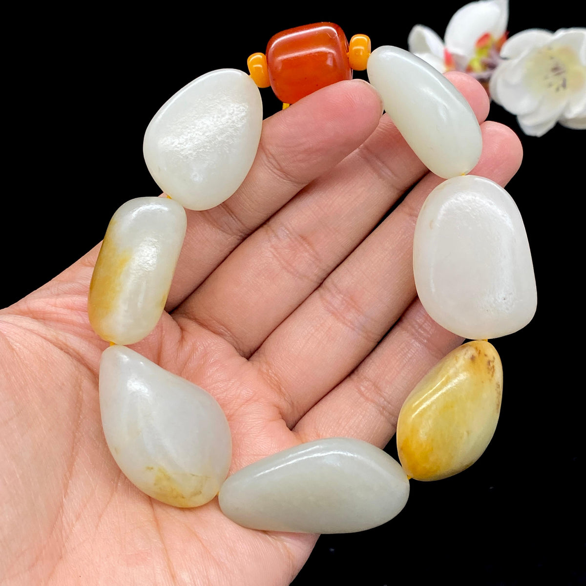 和田玉黄皮籽料【精品手串】（107.3g）