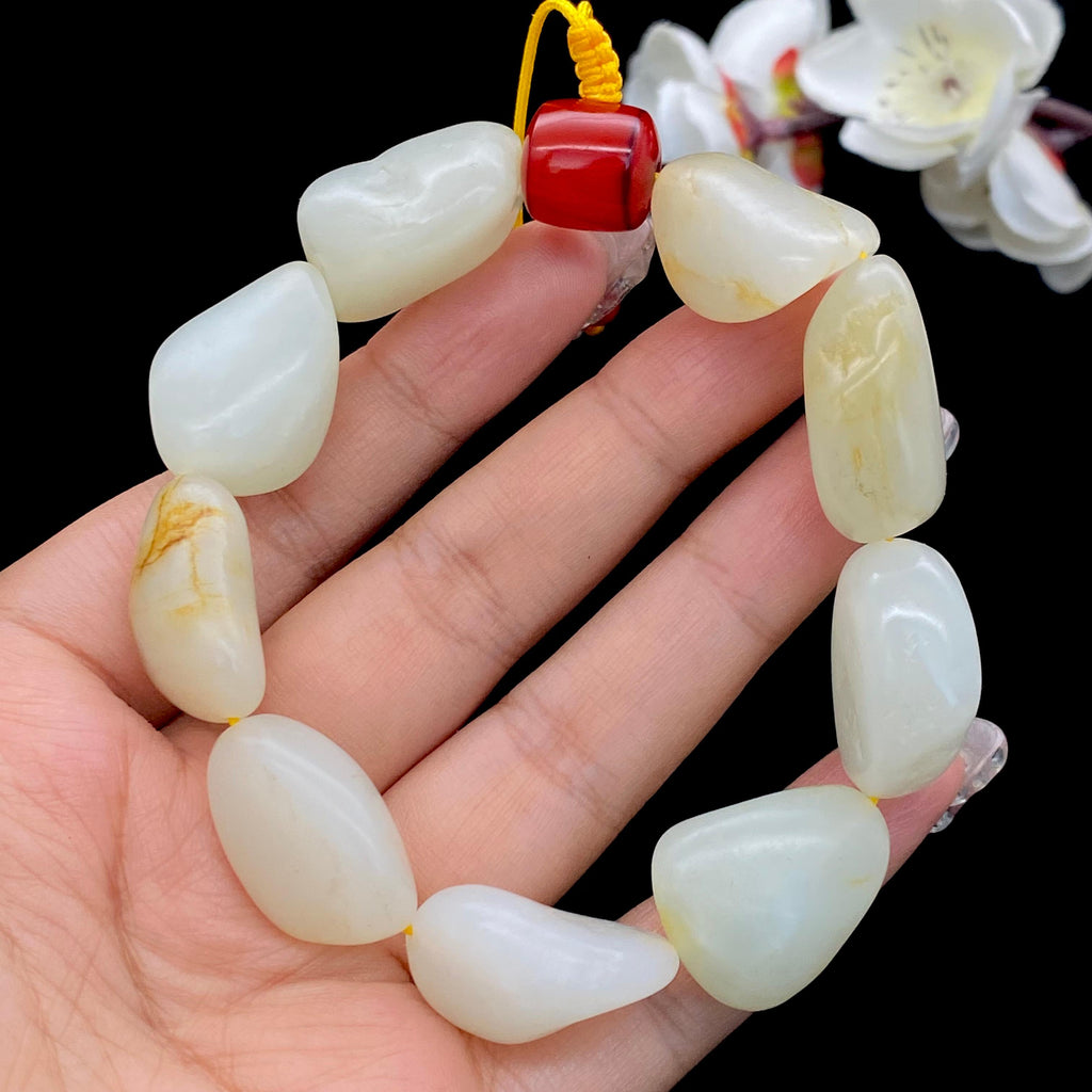 和田玉洒金皮【精品手串】（72g）