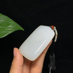 毕业级和田山料羊脂白玉无事牌挂件（52.0g）