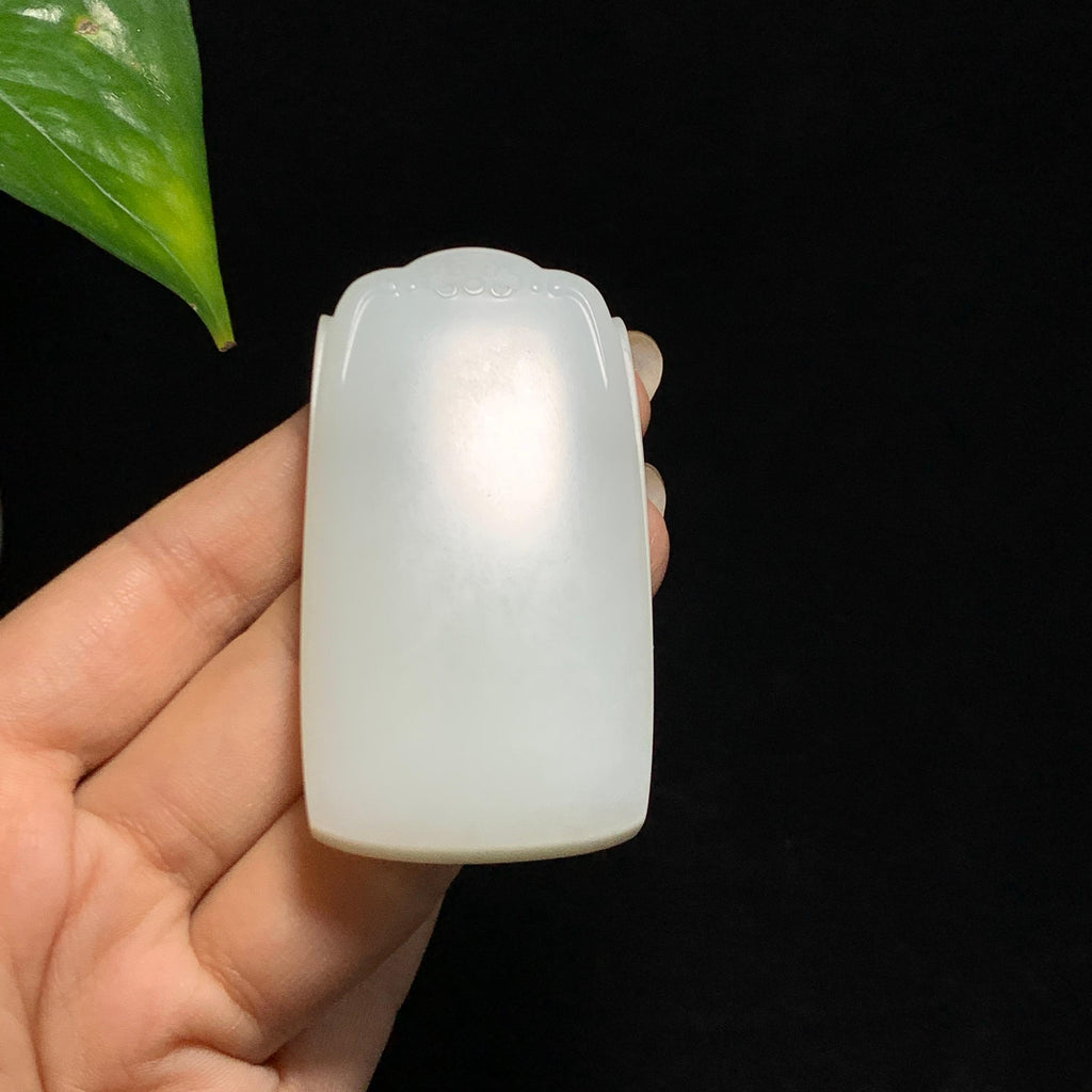 和田山料羊脂白玉无事牌挂件（76.7g）