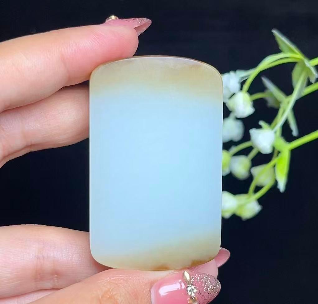 和田玉天地糖白平安无事牌（45.2g）