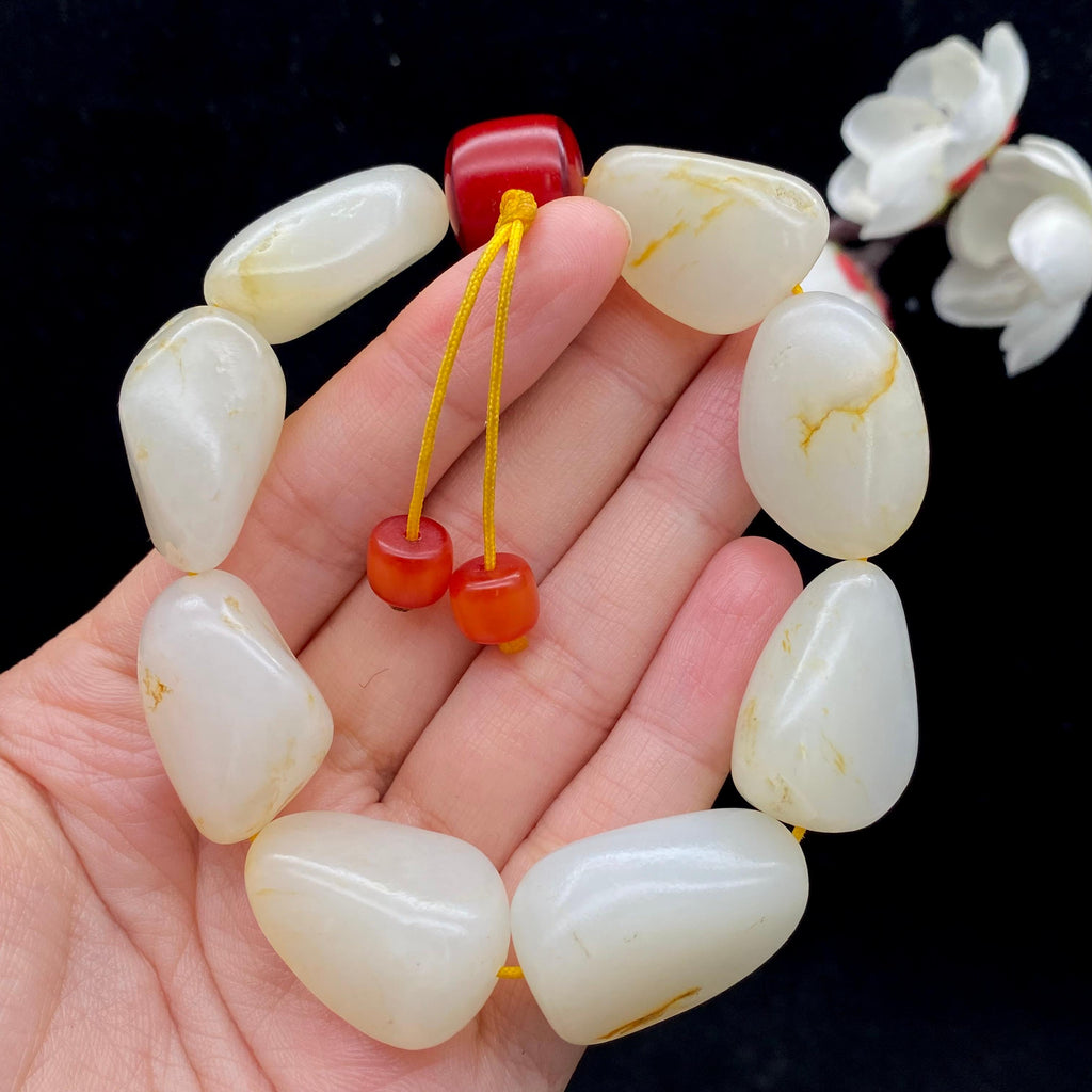 和田玉洒金皮籽料【精品手串】（76.3g）