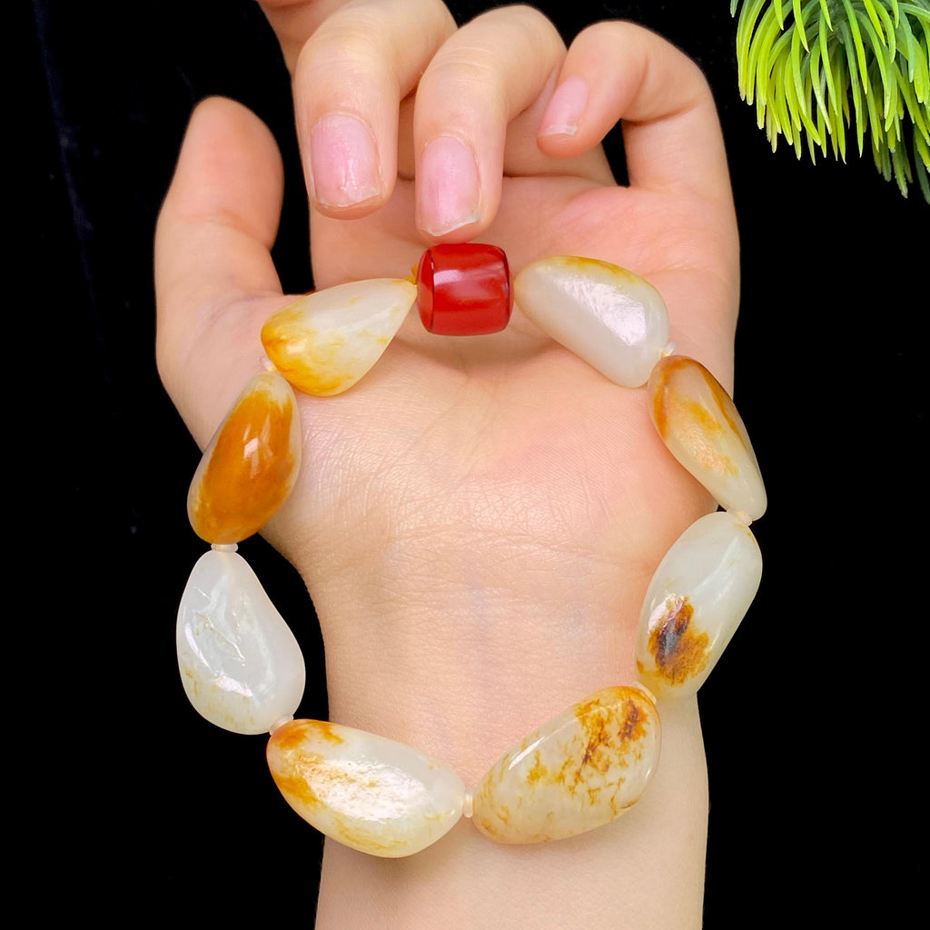 和田玉洒金皮白肉籽料手串（51.5g）