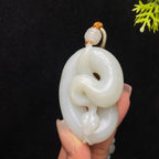 和田玉米达料生肖蛇挂件（收藏款）（68.999g）