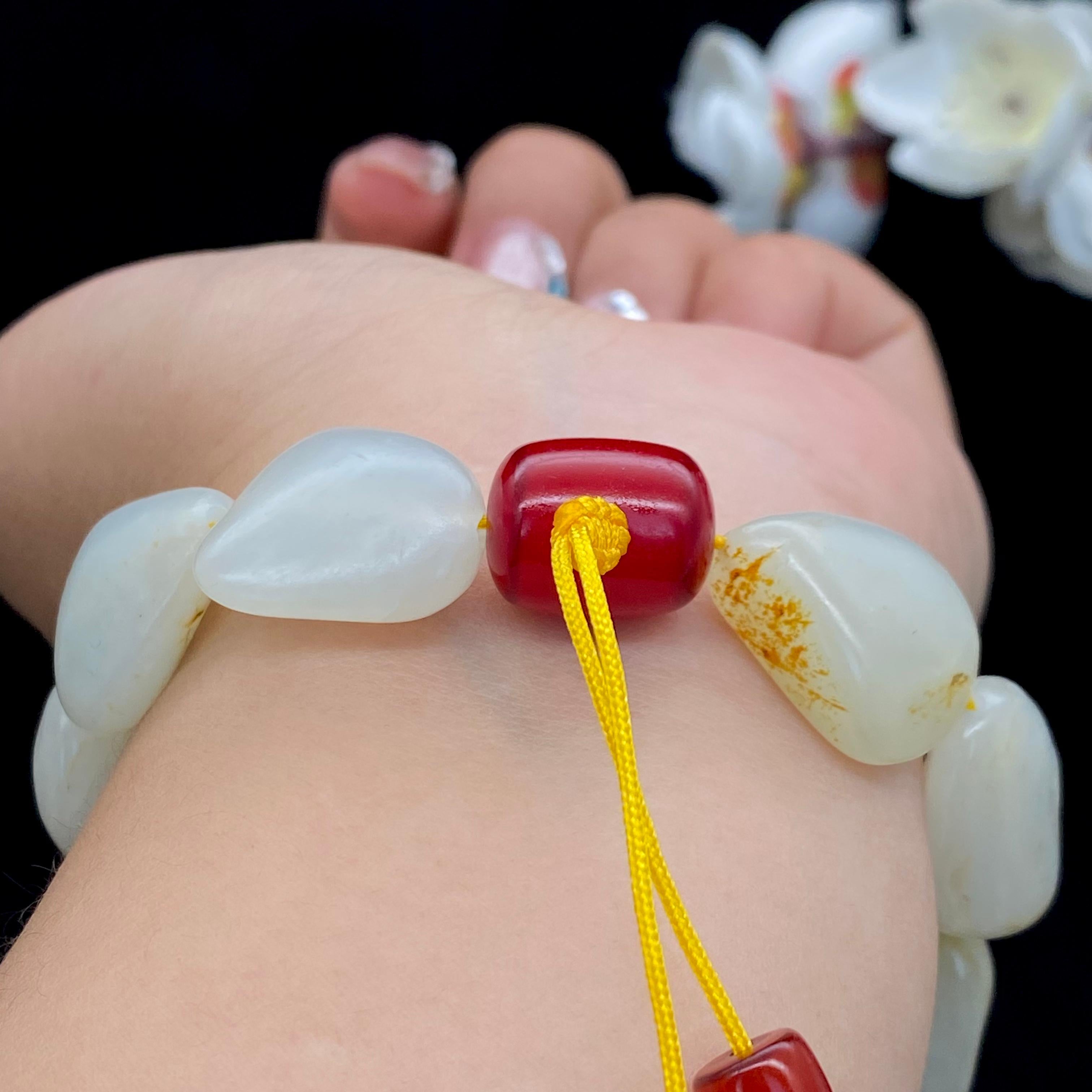 和田玉洒金皮【精品手串】（57.3g）