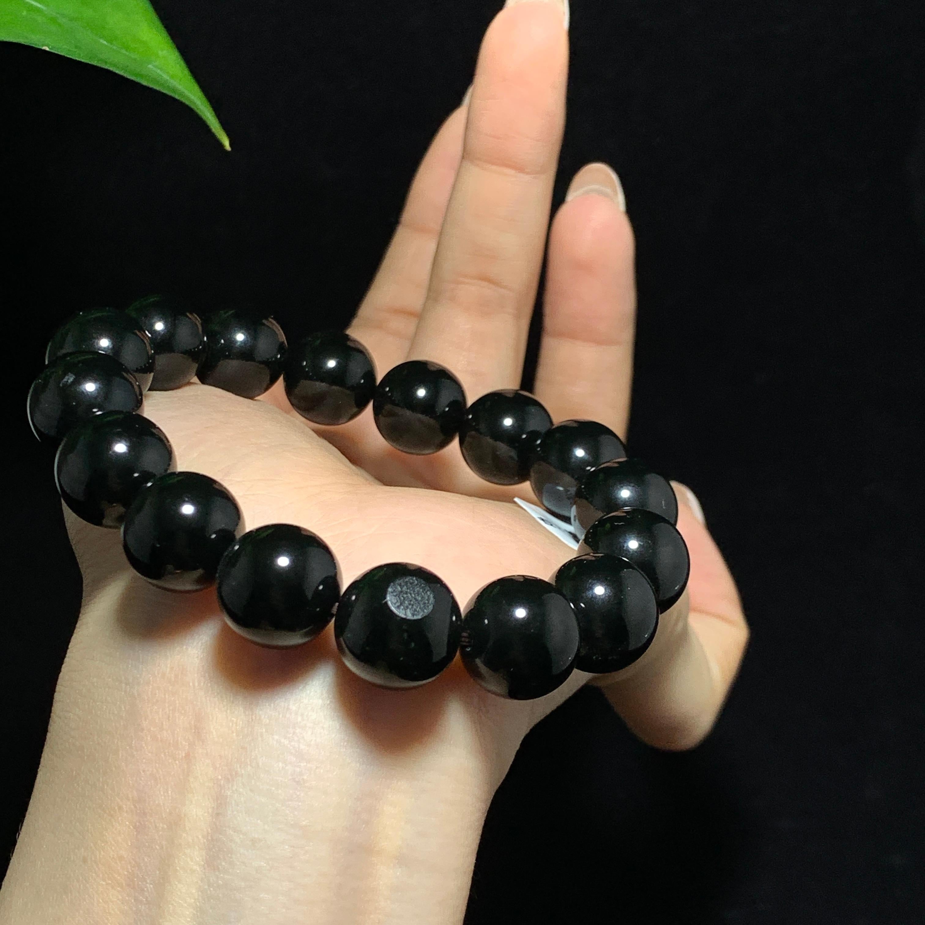 和田籽料黑青圆珠手串（70.0g）
