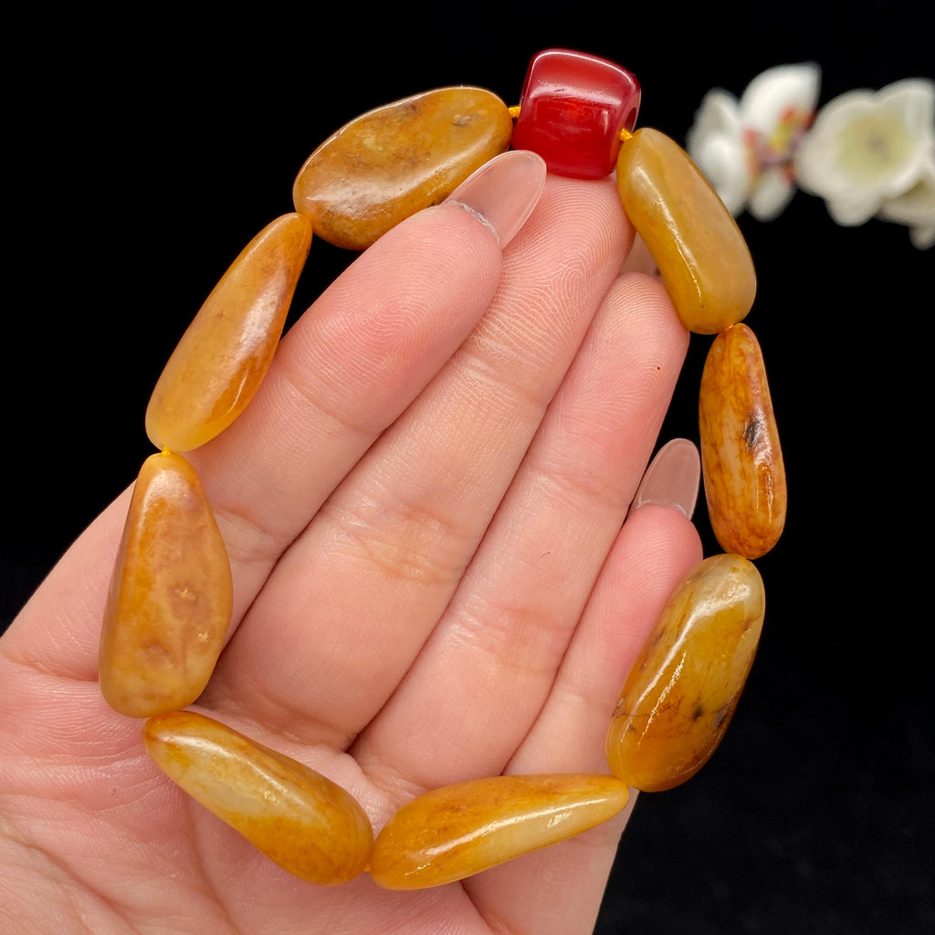 和田玉黄沁皮籽料【精品手串】（39.1g）
