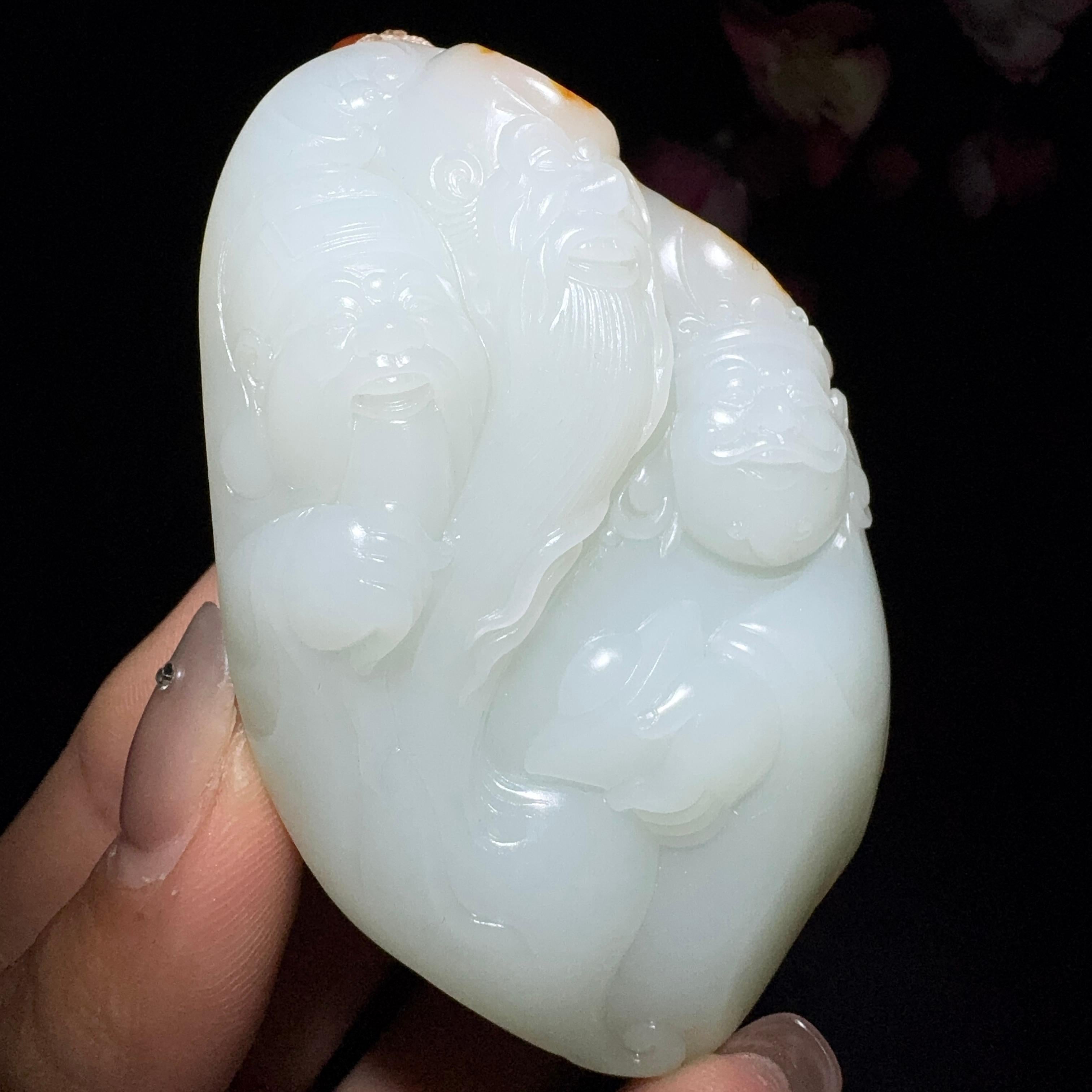 和田玉籽料福禄寿三星手把件（135.7g）