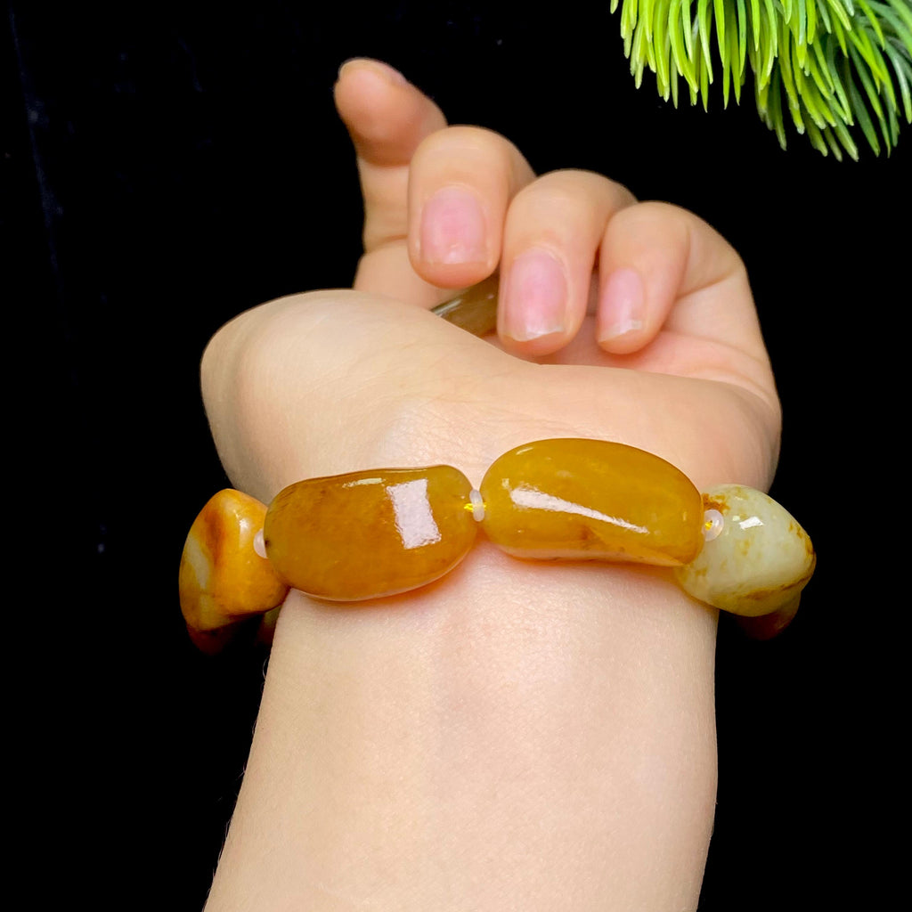 和田玉黄沁皮籽料手串（49.4g）