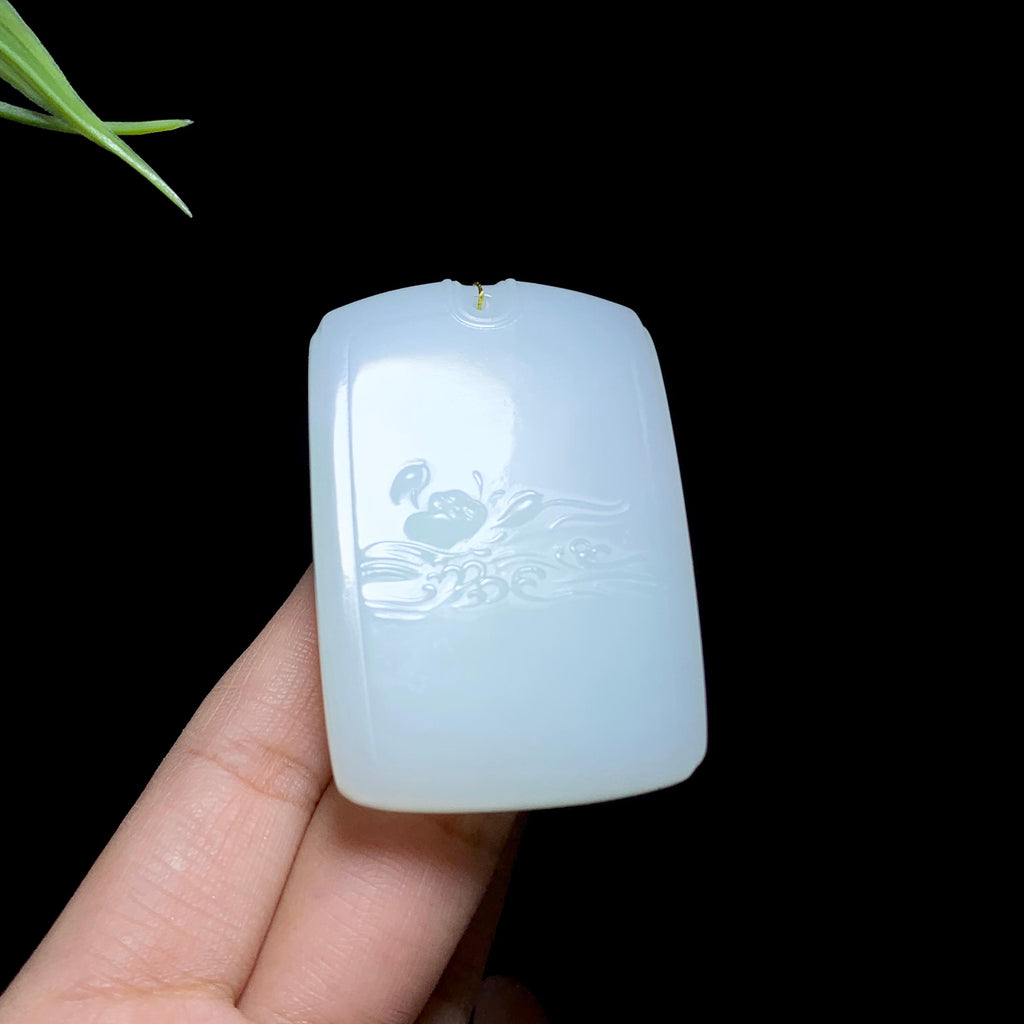 和田白玉莲花无事牌（55.0g）