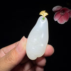 和田玉白玉花开富贵吊坠（18.9g）