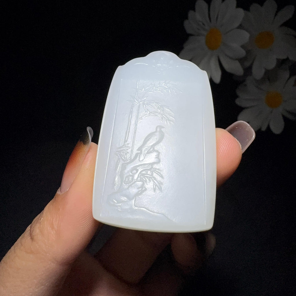 和田玉白玉挂件文书菩萨（34.6g）