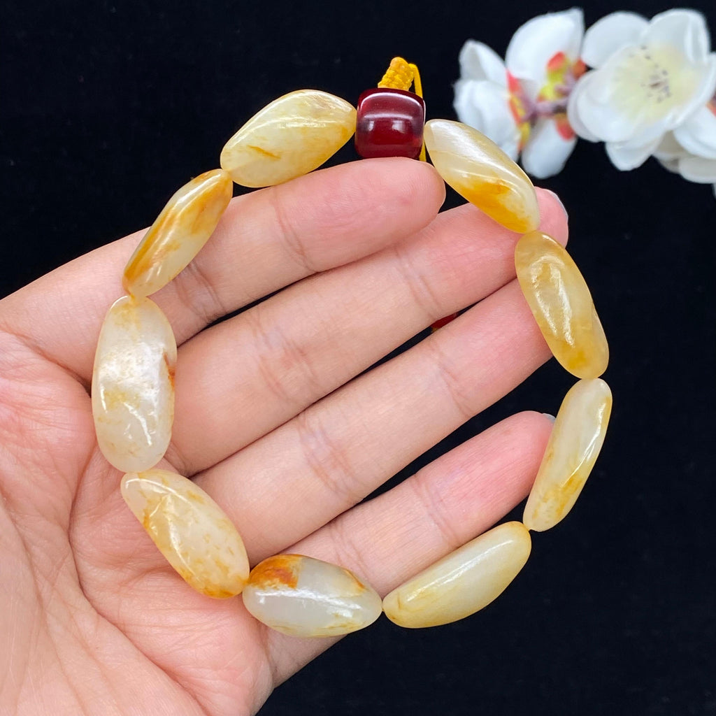 和田玉洒金皮籽料【精品手串】（34.8g）