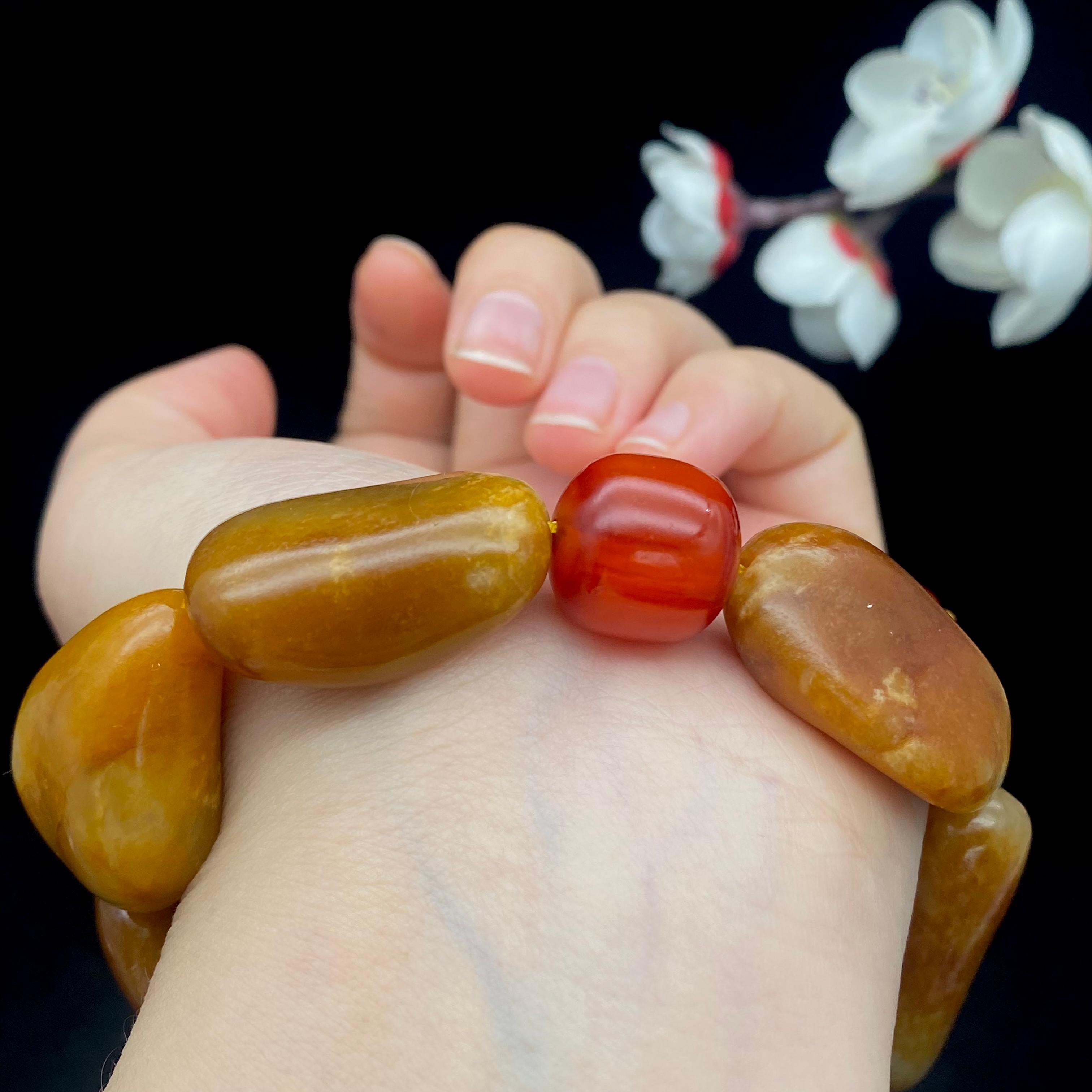 和田玉黄沁皮籽料【精品手串】（86.5g）