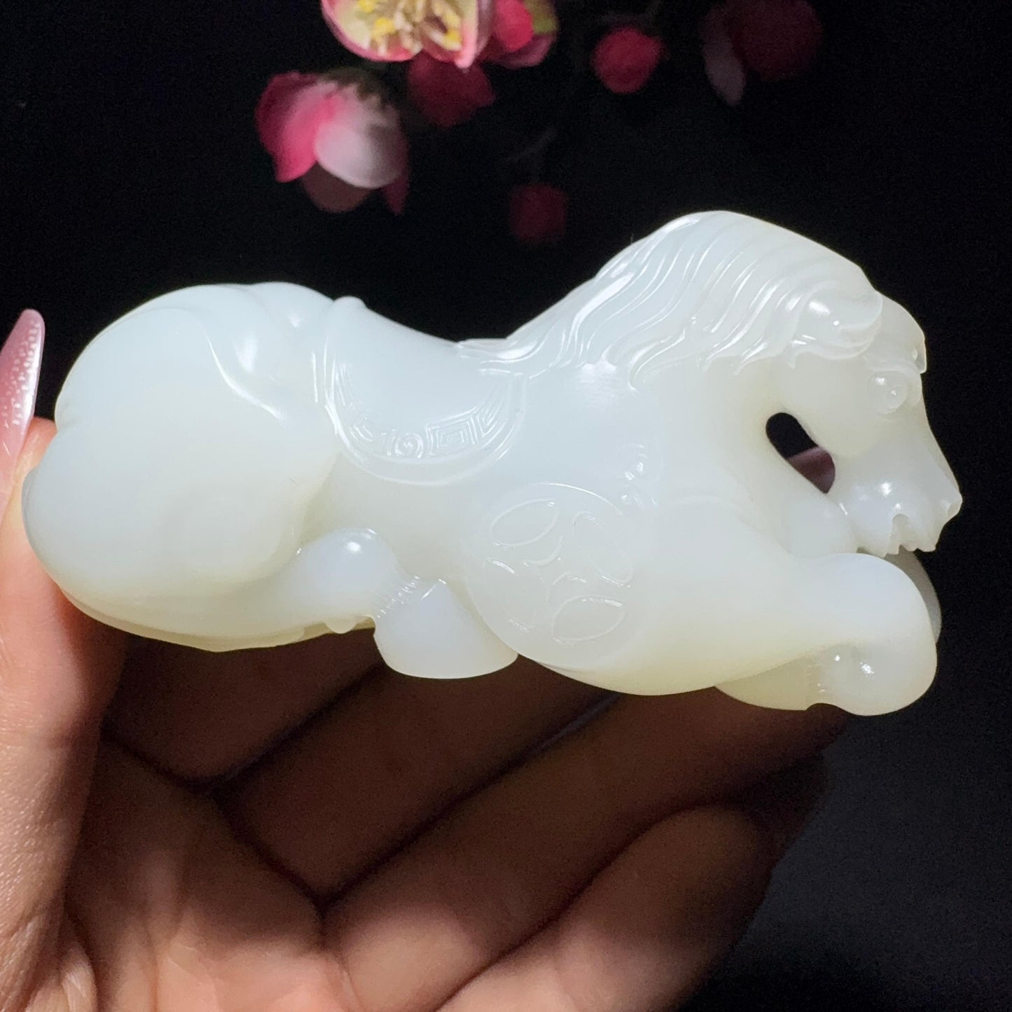 和田玉籽料手把件马到功成（114.4g）