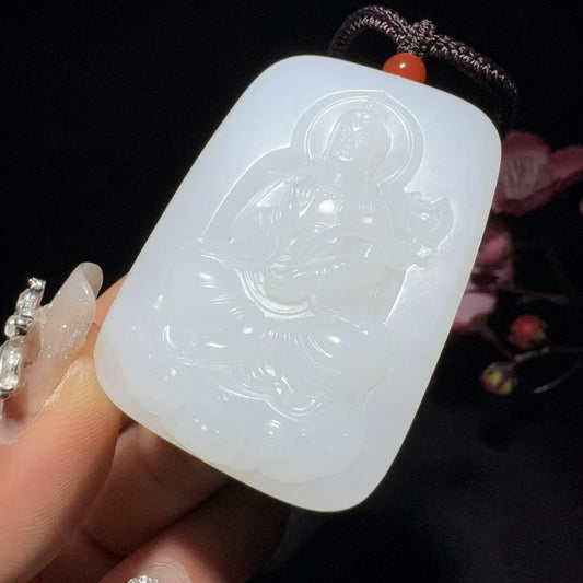 和田玉白玉挂件莲花观音（46.3g）
