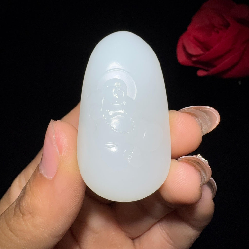 和田玉白玉佛公挂件（22.1g）