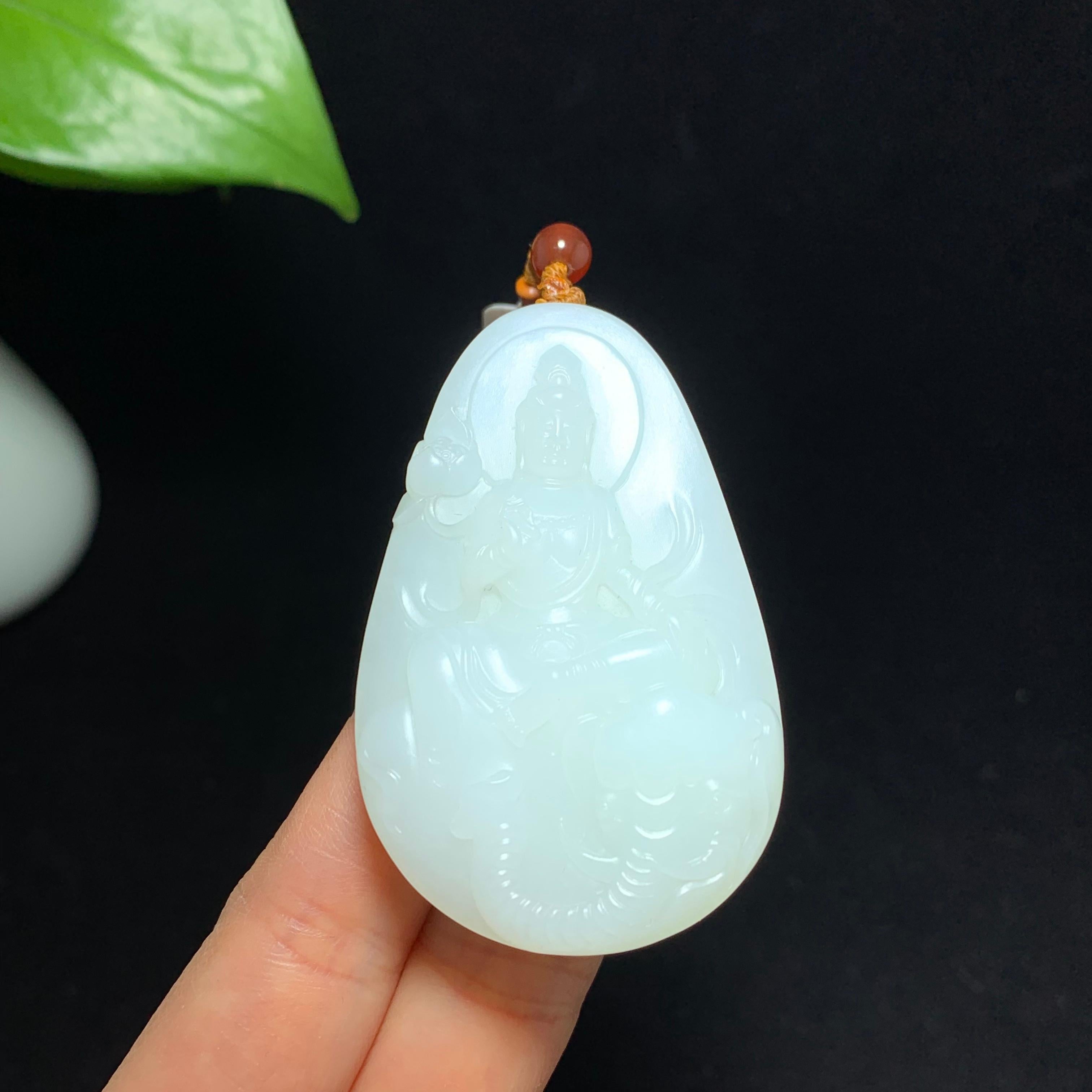 收藏级和田山料羊脂白玉普贤观音（63.0g）