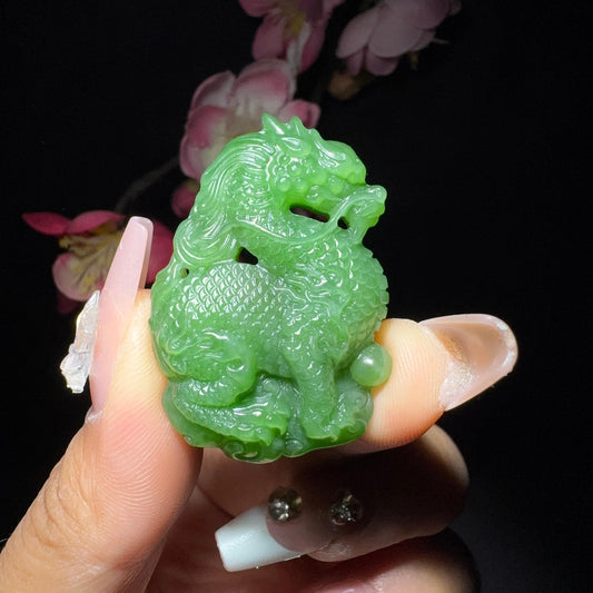 和田玉碧玉挂件麒麟（16.9g）