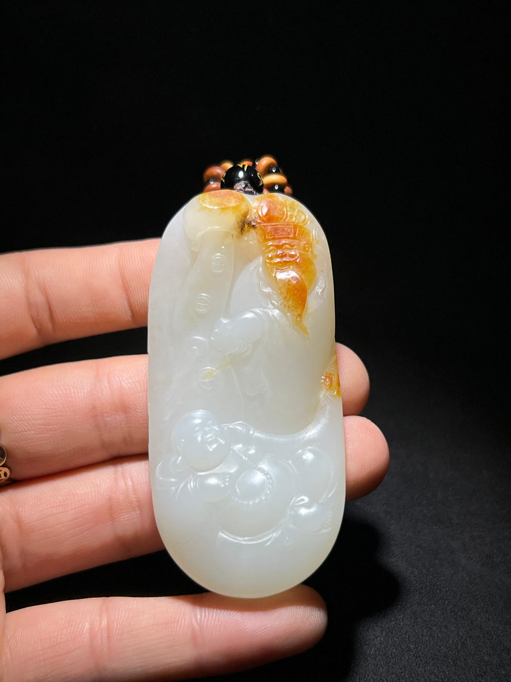 和田玉籽料弥勒佛和财神挂件（63.2g）