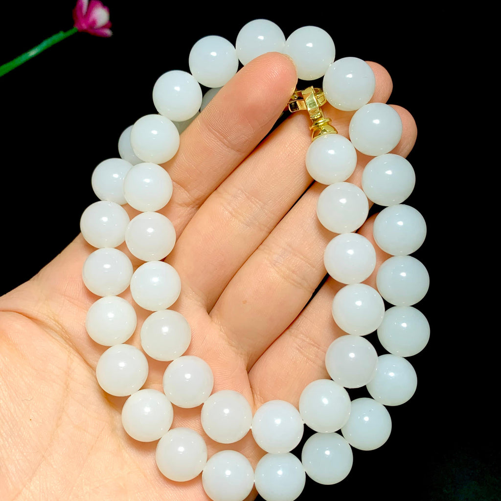 和田精品白玉圆珠项链（105.7g）