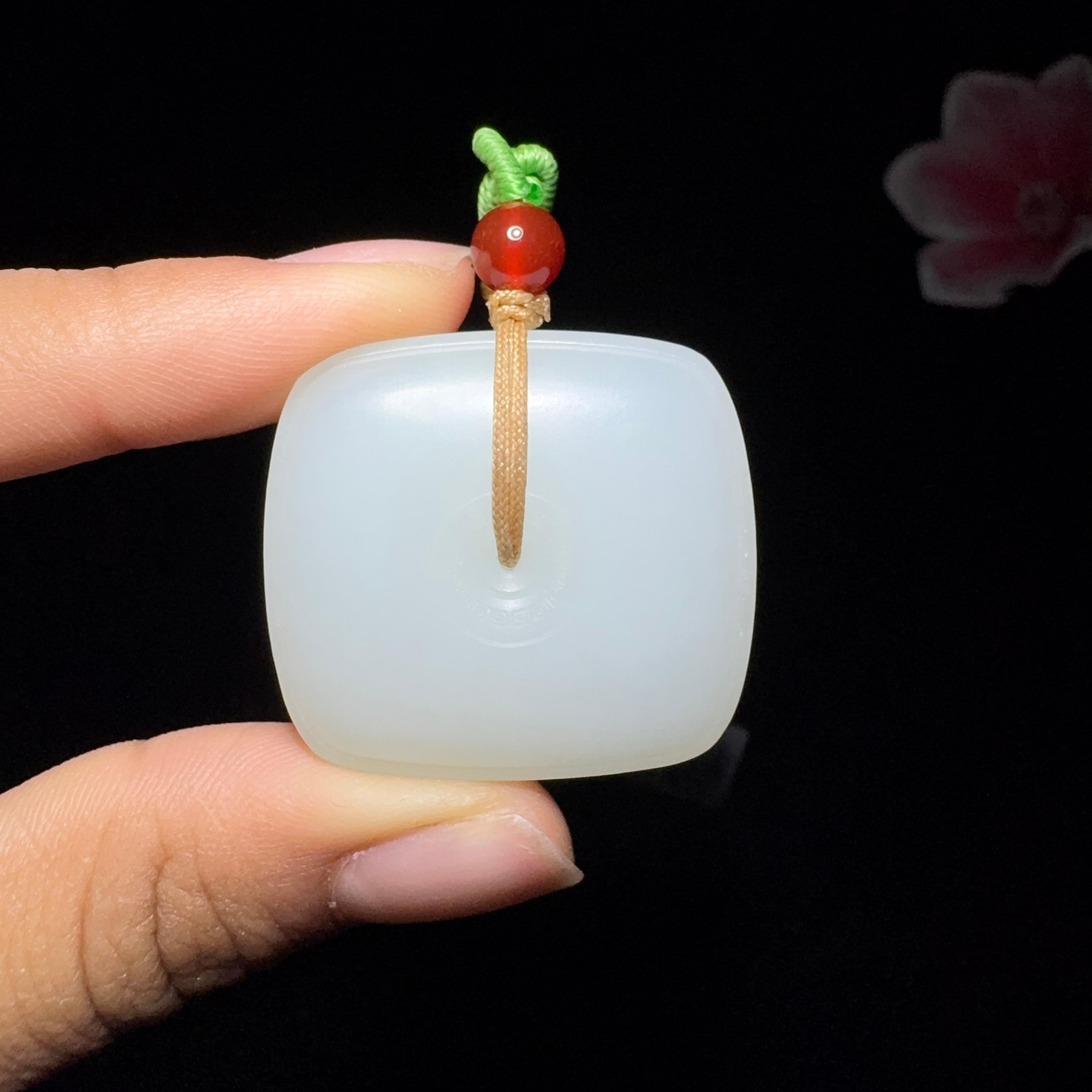 和田玉白玉方形平安扣（21.1g）