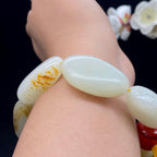 和田玉洒金皮籽料【精品手串】（109.6g）