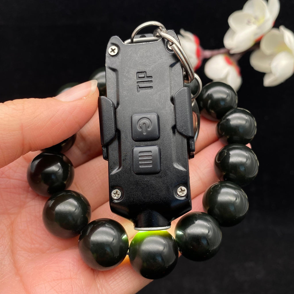 和田玉黑青籽料【圆珠手串】（74.5g）