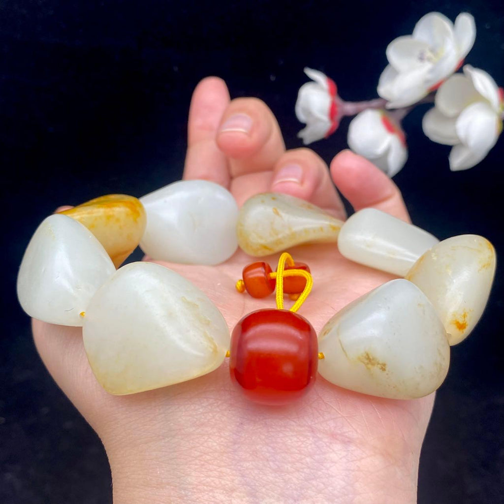和田玉洒金皮籽料【精品手串】（112.4g）