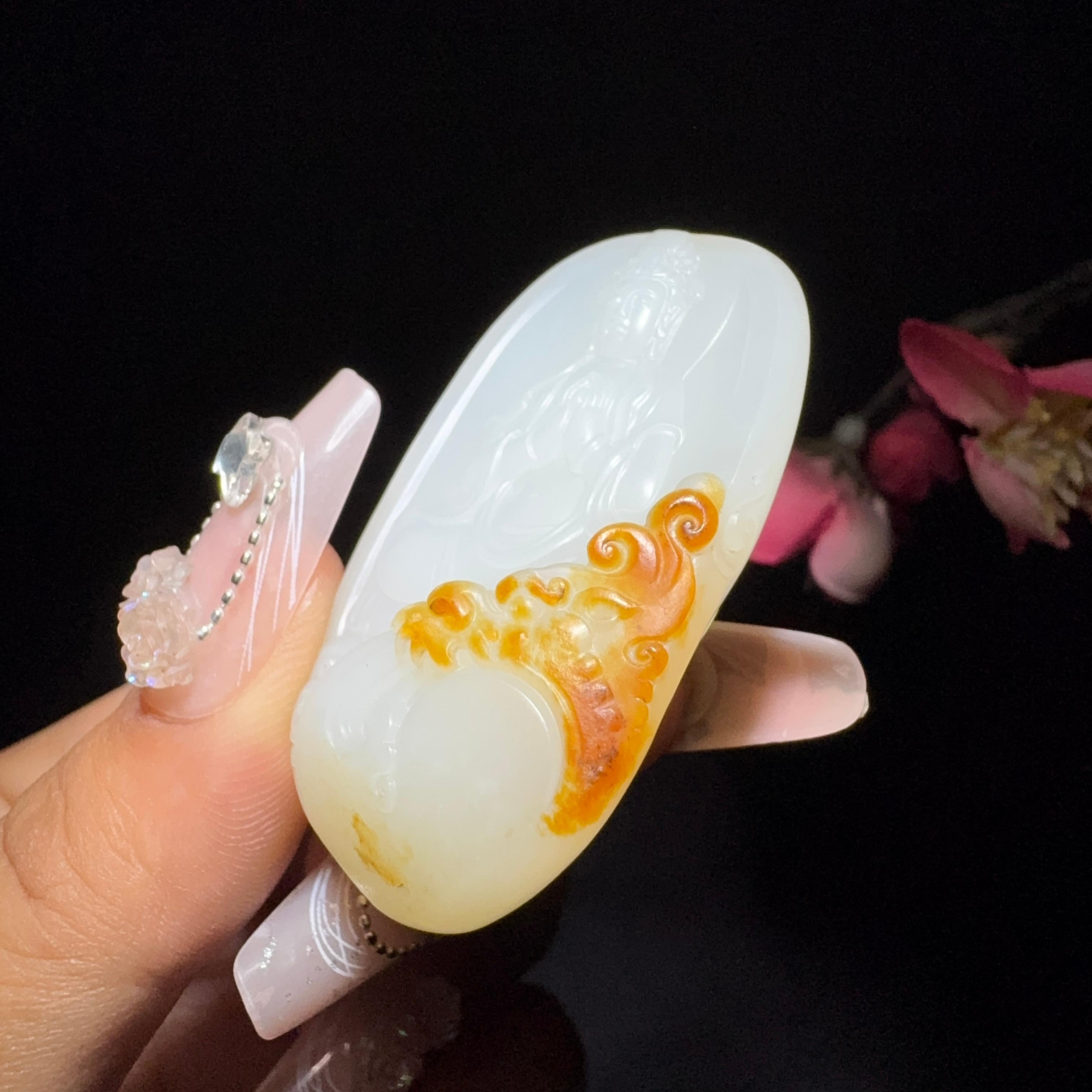 和田玉籽料挂件御龙观音（28.6g）