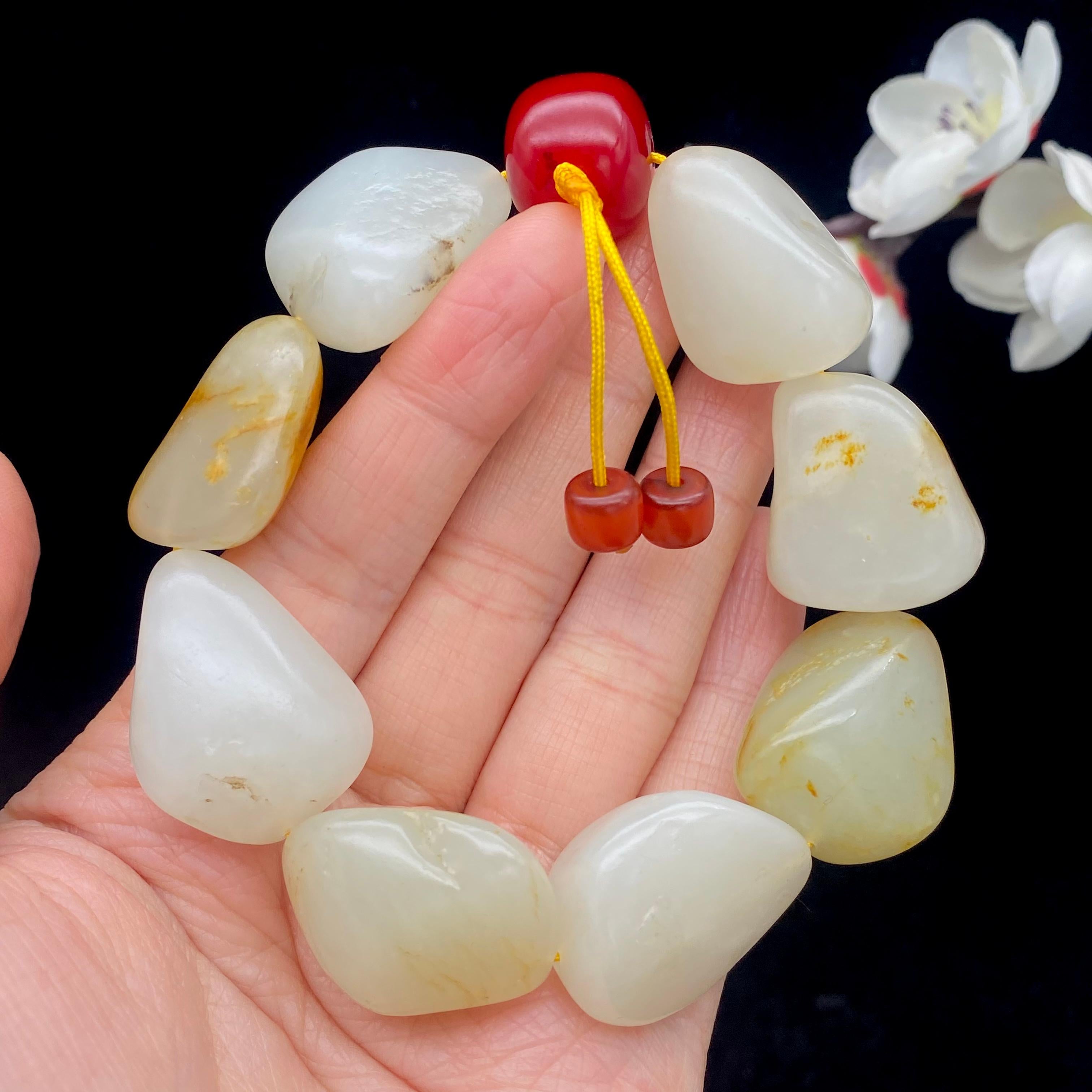 和田玉洒金皮籽料【精品手串】（90.7g）