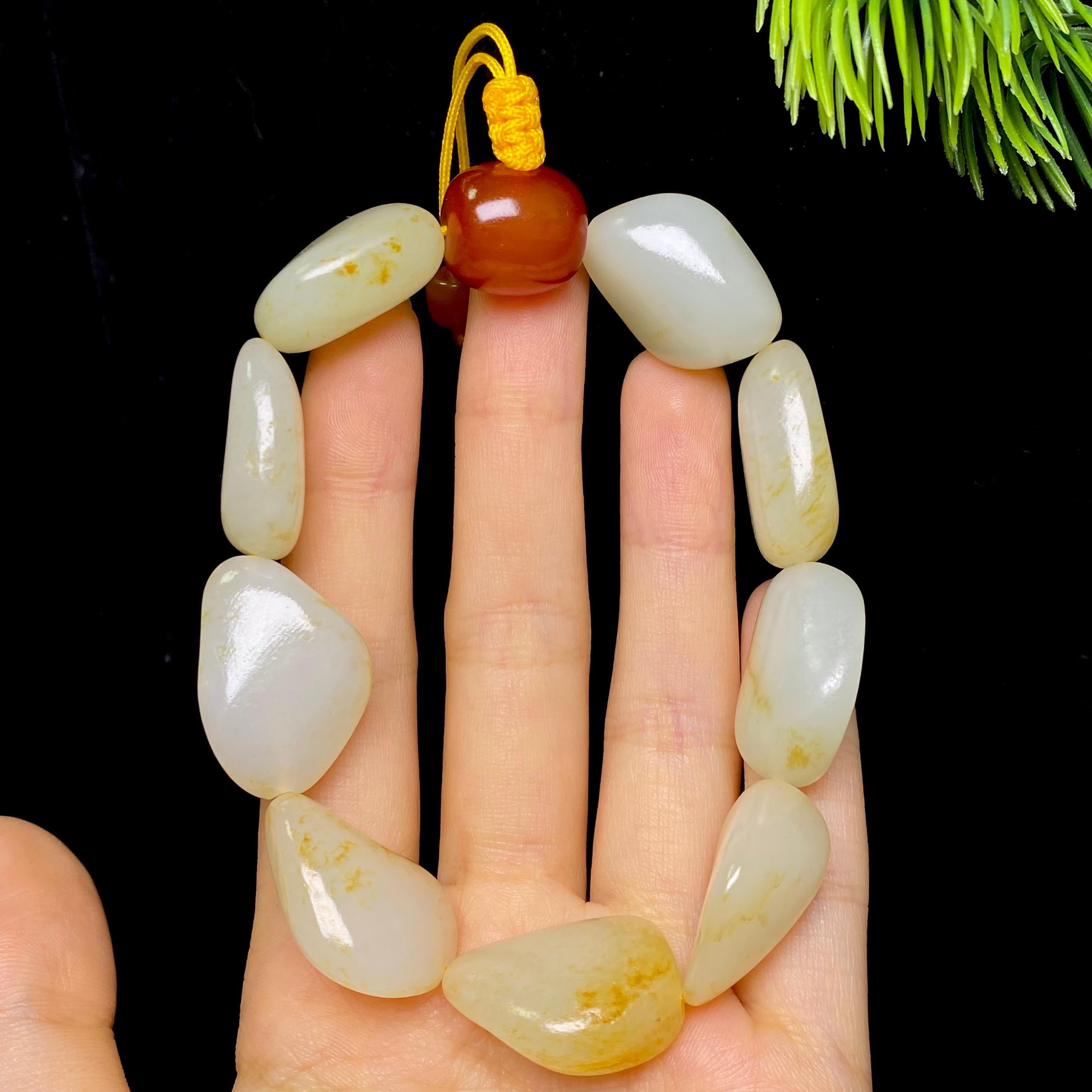 和田玉洒金皮白肉籽料手串（61.0g）