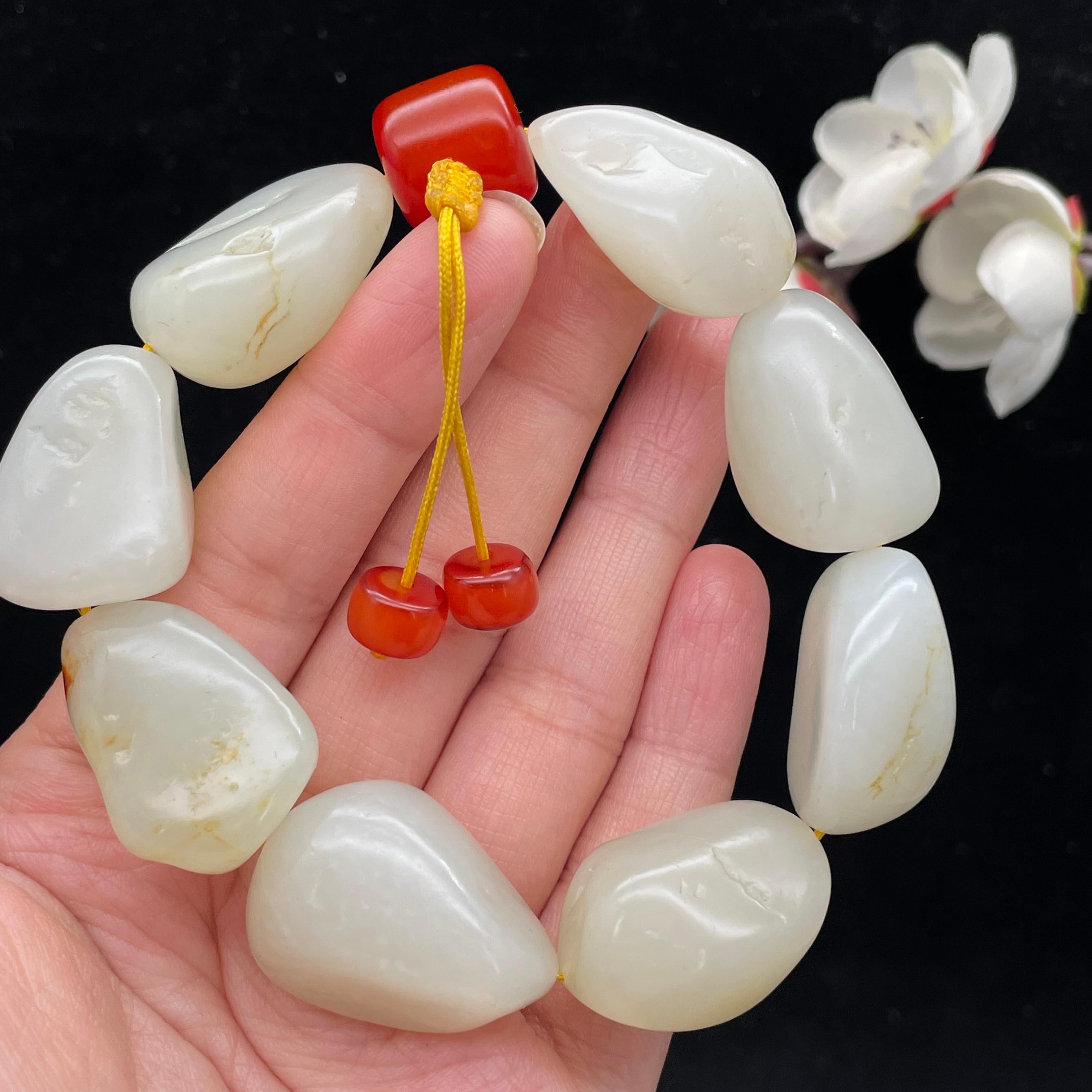 和田玉白玉籽料【精品手串】（102.3g）