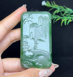 和田玉碧玉山水龙牌（78.6g）