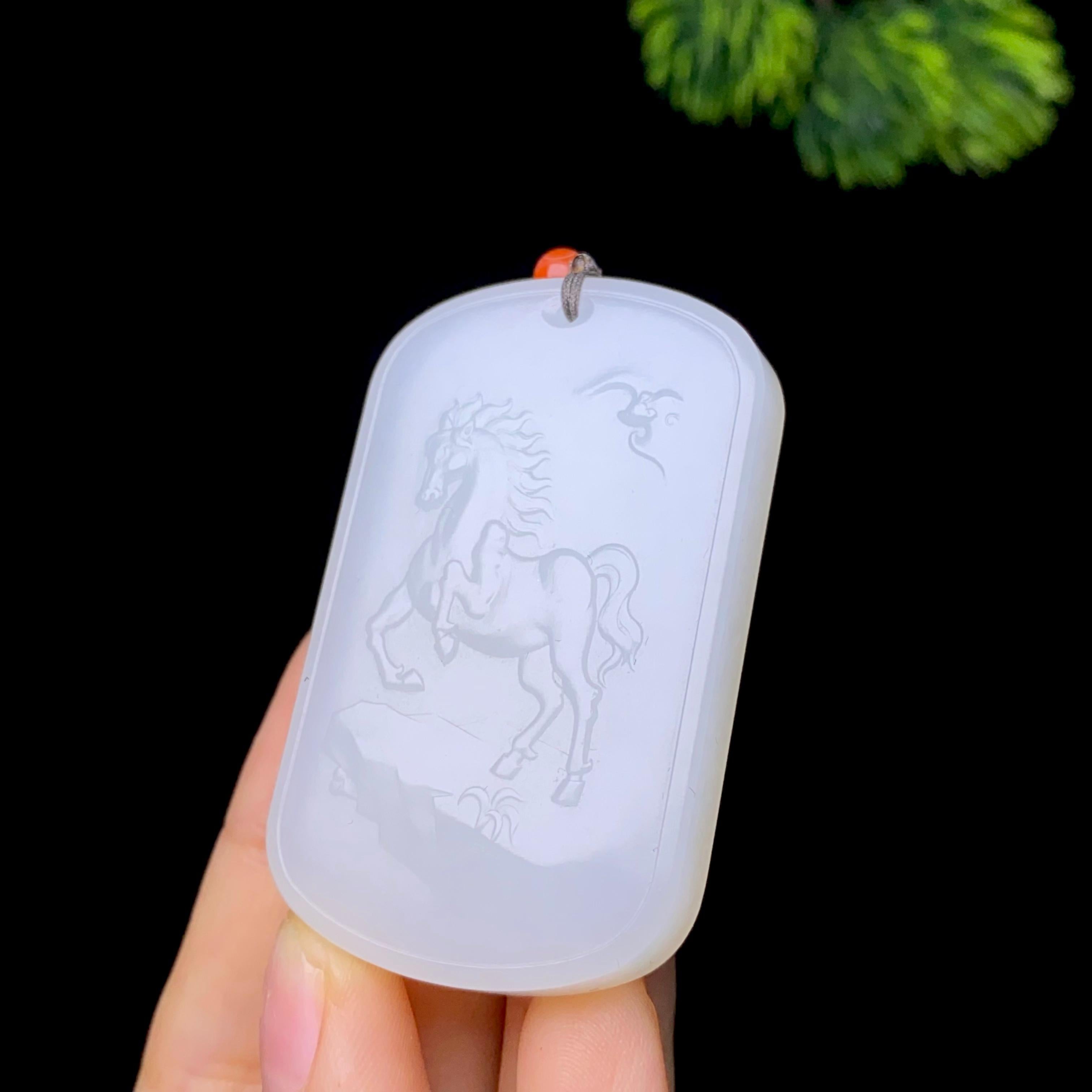 和田玉羊脂白玉马到成功（34.1g）